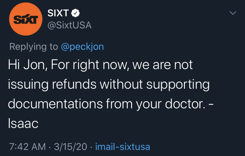 For right now, we are not issuing refunds without supporting documentations from your doctor.